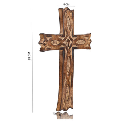 Hand - Carved Wooden Celtic Cross – Antique Decor | Verified Sustainable by Brown Living™