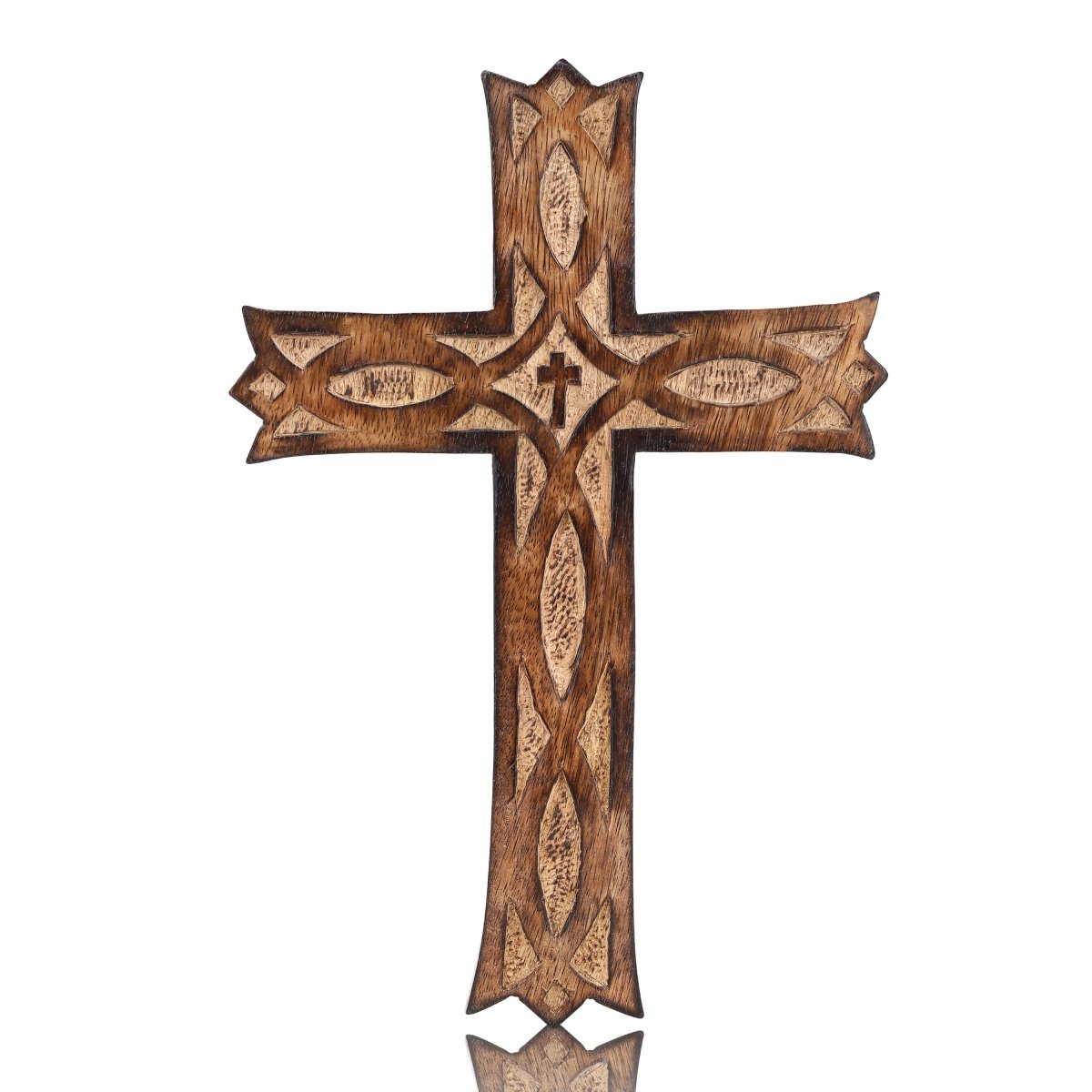 Hand - Carved Wooden Celtic Cross – Antique Decor | Verified Sustainable by Brown Living™