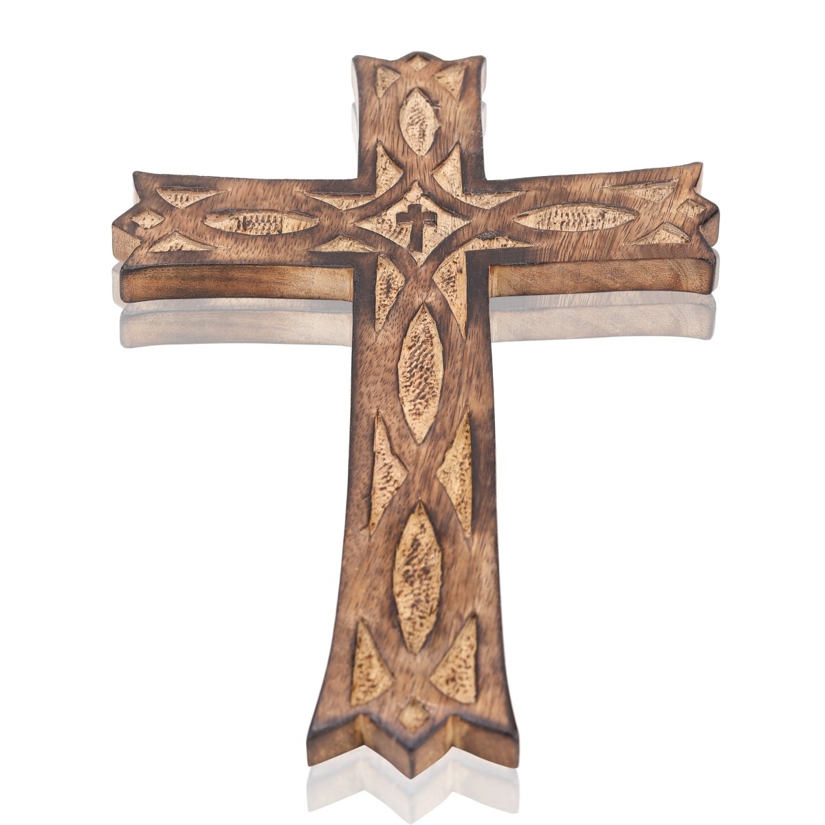 Hand - Carved Wooden Celtic Cross – Antique Decor | Verified Sustainable by Brown Living™