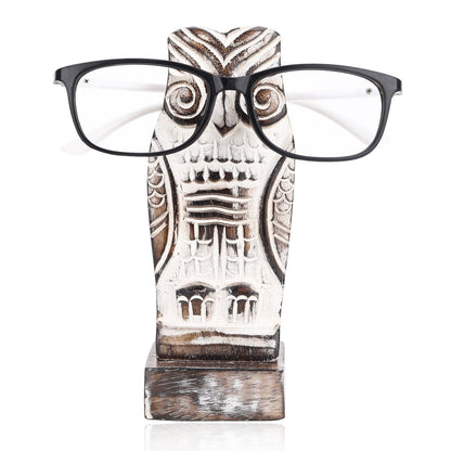 Hand - Carved Wooden Owl Spectacle Holder | Verified Sustainable by Brown Living™