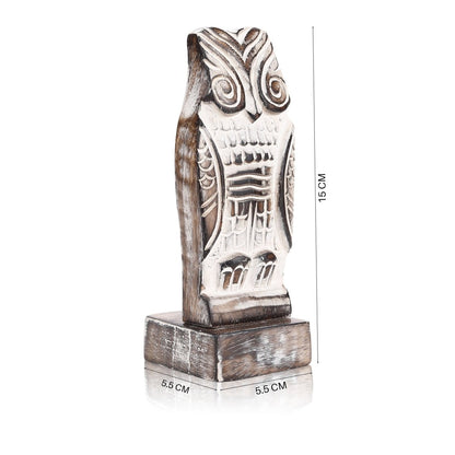 Hand - Carved Wooden Owl Spectacle Holder | Verified Sustainable by Brown Living™