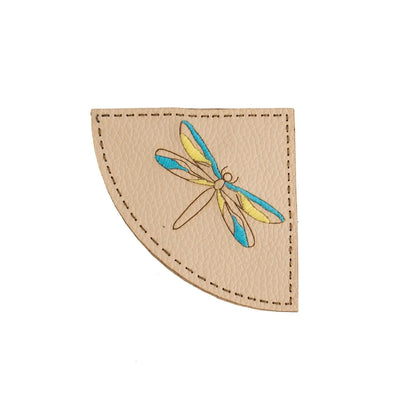 Hand Embroidered Dragonfly Corner Triangular Bookmark for Booklovers – Bookmarks on Brown Living™. SKU: BT008A. Img 1.