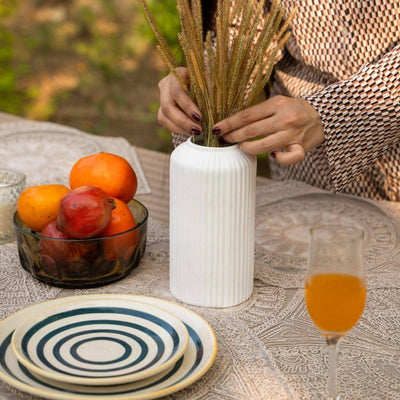 Handcrafted Snow White Vase With Dried Rustic Grass – Decor & Artefacts on Brown Living™. SKU: 11. Img 3.