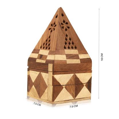 Handcrafted Wooden Pyramid Dhoop Batti Stand | Verified Sustainable by Brown Living™