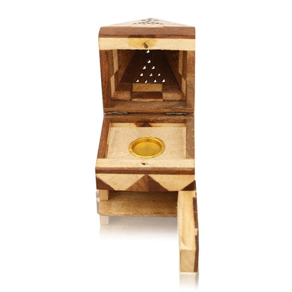 Handcrafted Wooden Pyramid Dhoop Batti Stand | Verified Sustainable by Brown Living™