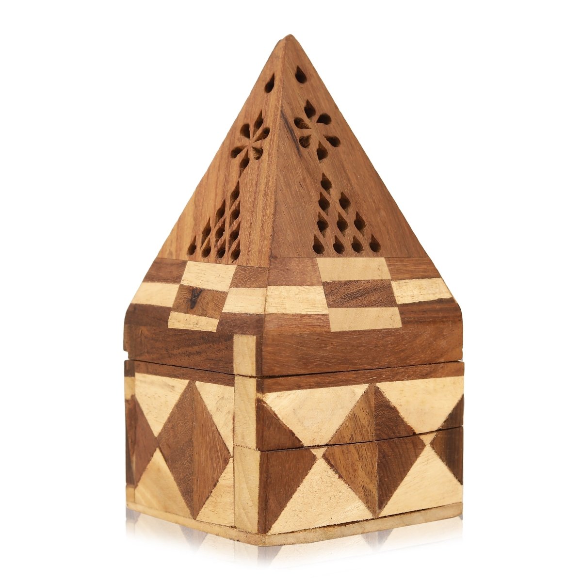 Handcrafted Wooden Pyramid Dhoop Batti Stand | Verified Sustainable by Brown Living™