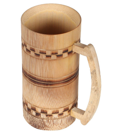 Handmade Bamboo Beer Mug - Smoked Finish and Checkered Design (Set of 2) | Verified Sustainable by Brown Living™