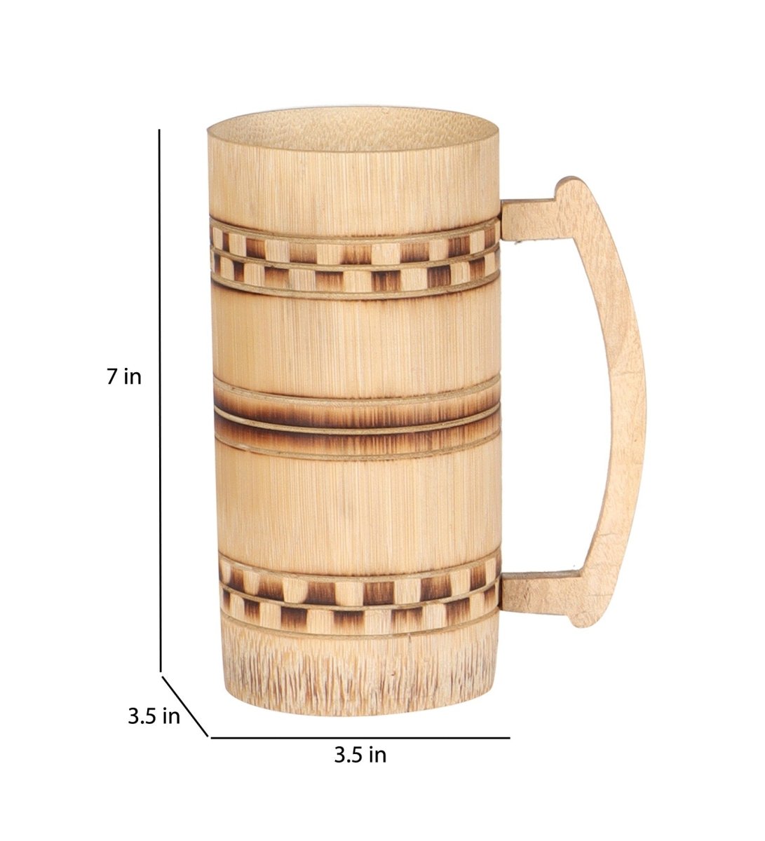 Handmade Bamboo Beer Mug - Smoked Finish and Checkered Design (Set of 2) | Verified Sustainable by Brown Living™