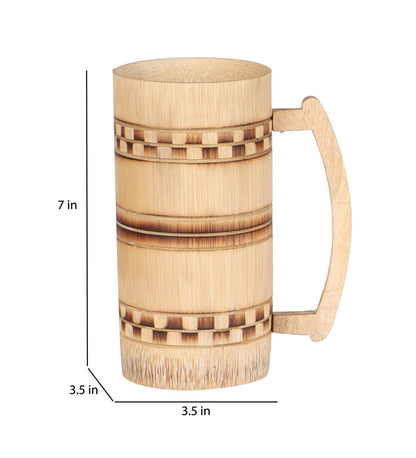 Handmade Bamboo Beer Mug - Smoked Finish and Checkered Design (Set of 2) | Verified Sustainable by Brown Living™