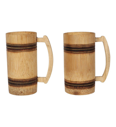 Handmade Bamboo Beer Mug - Smoked Finish and Plain Design (Set of 2) – Kitchen Organizers on Brown Living™. SKU: SK - BBM - PL - 02 - SF. Img 4.