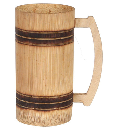 Handmade Bamboo Beer Mug - Smoked Finish and Plain Design (Set of 2) – Kitchen Organizers on Brown Living™. SKU: SK - BBM - PL - 02 - SF. Img 2.