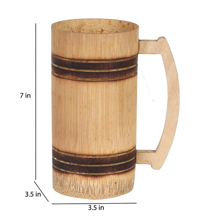 Handmade Bamboo Beer Mug - Smoked Finish and Plain Design (Set of 2) – Kitchen Organizers on Brown Living™. SKU: SK - BBM - PL - 02 - SF. Img 3.