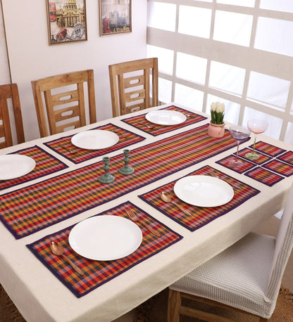 Handmade Bamboo Dining Mat Set - Checkered Design | Verified Sustainable by Brown Living™