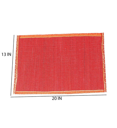 Handmade Bamboo Placemats | Zari Border – Set of 6 – Table Linens on Brown Living™. SKU: SK - BPM - FS - 06 - RD. Img 8.