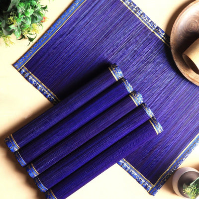 Handmade Bamboo Placemats | Zari Border – Set of 6 – Table Linens on Brown Living™. SKU: SK - BPM - FS - 06 - PR. Img 5.
