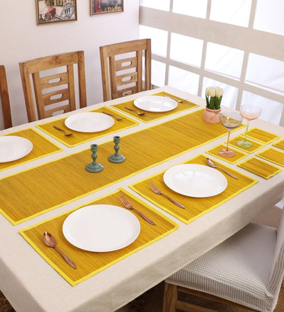Handmade Bamboo Plain Dining Mat – Set of 13 – Table Linens on Brown Living™. SKU: SK - BDM - RG - 13 - YL. Img 9.