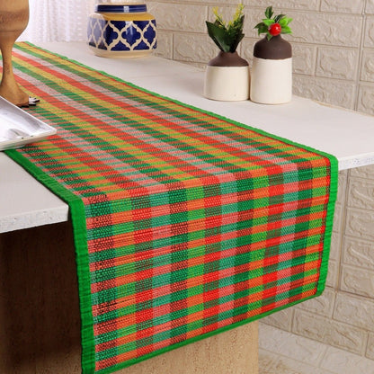 Handmade Bamboo Table Runner Checkered Design | Verified Sustainable by Brown Living™