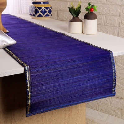 Handmade Bamboo Table Runner With Zari Border – Table Linens on Brown Living™. SKU: SK - BTR - FS - 01 - PR. Img 5.
