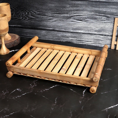 Handmade Bamboo Tray – Kitchen Organizers on Brown Living™. SKU: SK - BTR - ST - 01 - NT. Img 1.