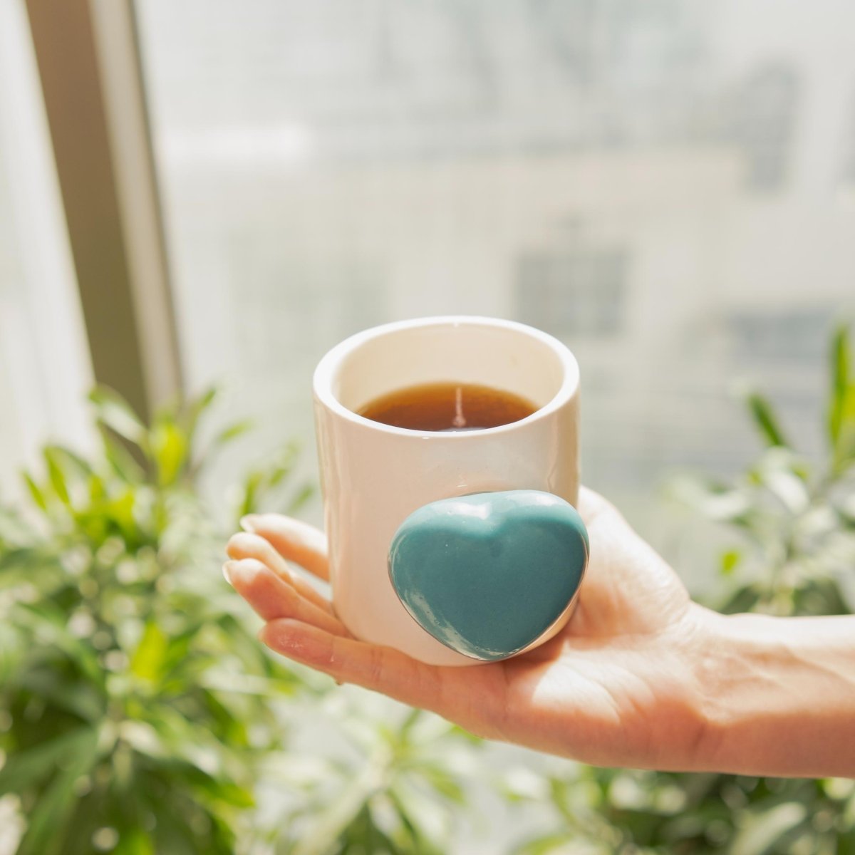 Handmade Blue Ceramic Mug - Cozy Heart Cup | Verified Sustainable by Brown Living™