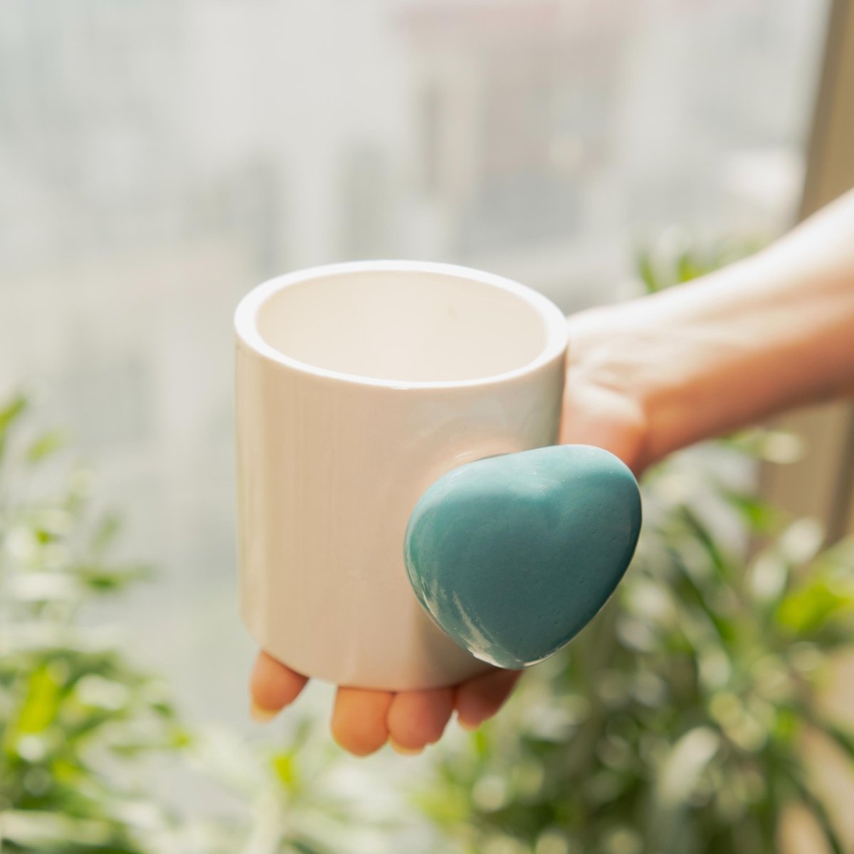 Handmade Blue Ceramic Mug - Cozy Heart Cup | Verified Sustainable by Brown Living™