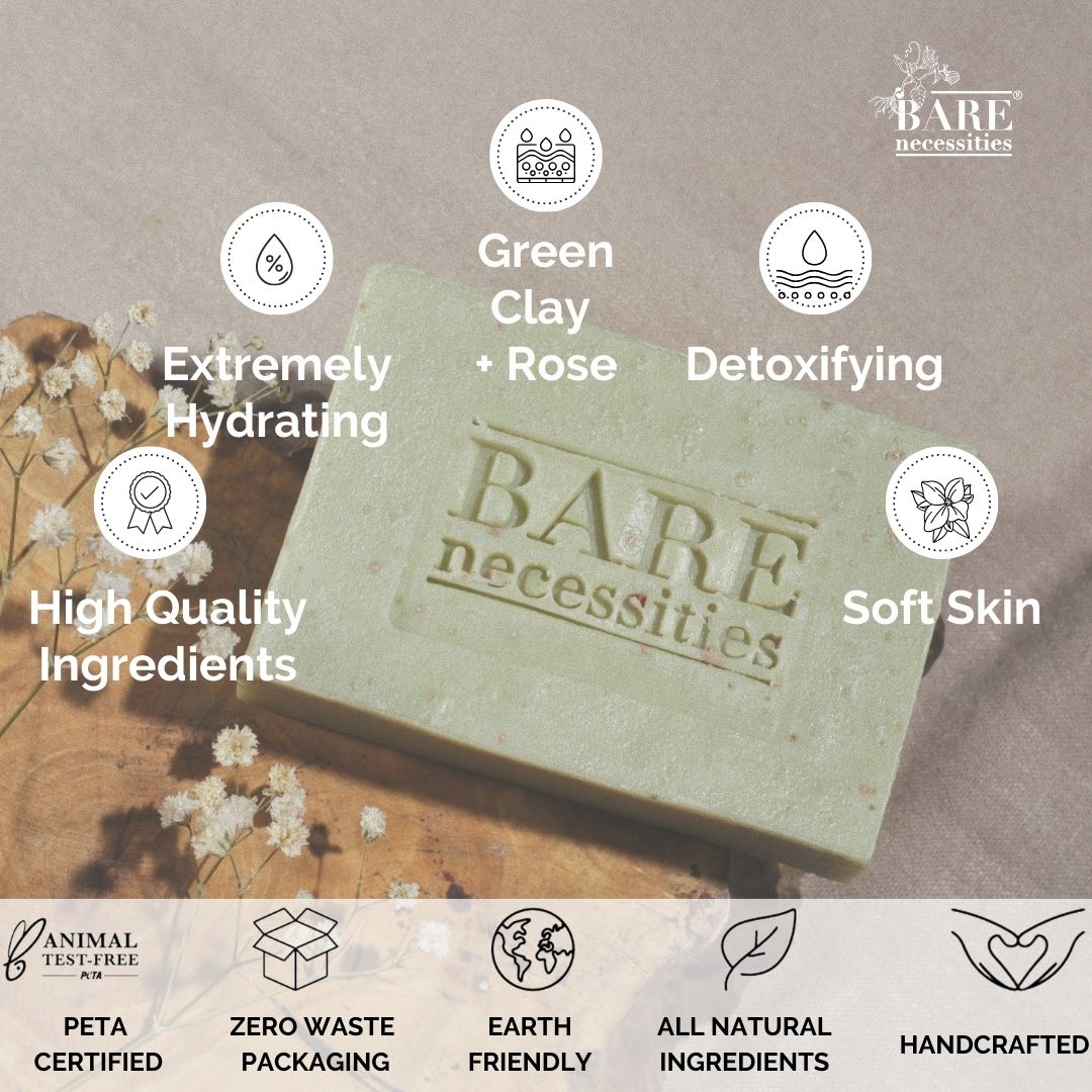 Handmade Cold processed Rose & Green Soap for Dry Skin - Pack of 2 | Verified Sustainable by Brown Living™