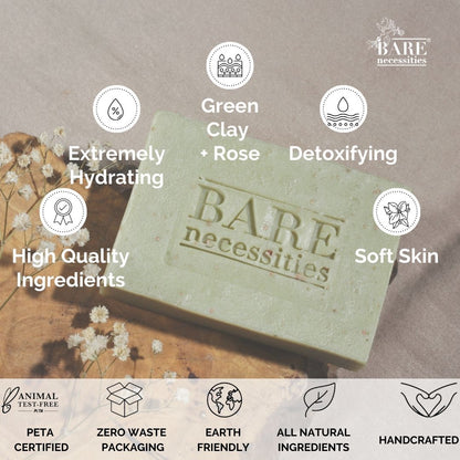 Handmade Cold processed Rose & Green Soap for Dry Skin - Pack of 2 | Verified Sustainable by Brown Living™