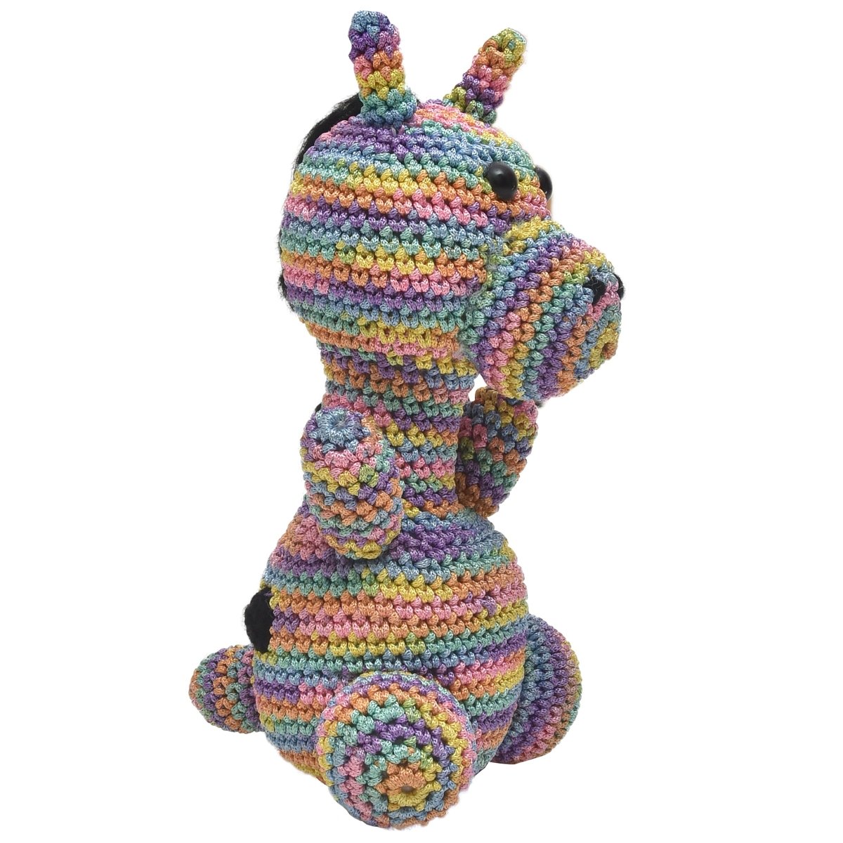 Handmade Multicolour Crochet Giraffe Soft Toy For Babies | Verified Sustainable by Brown Living™