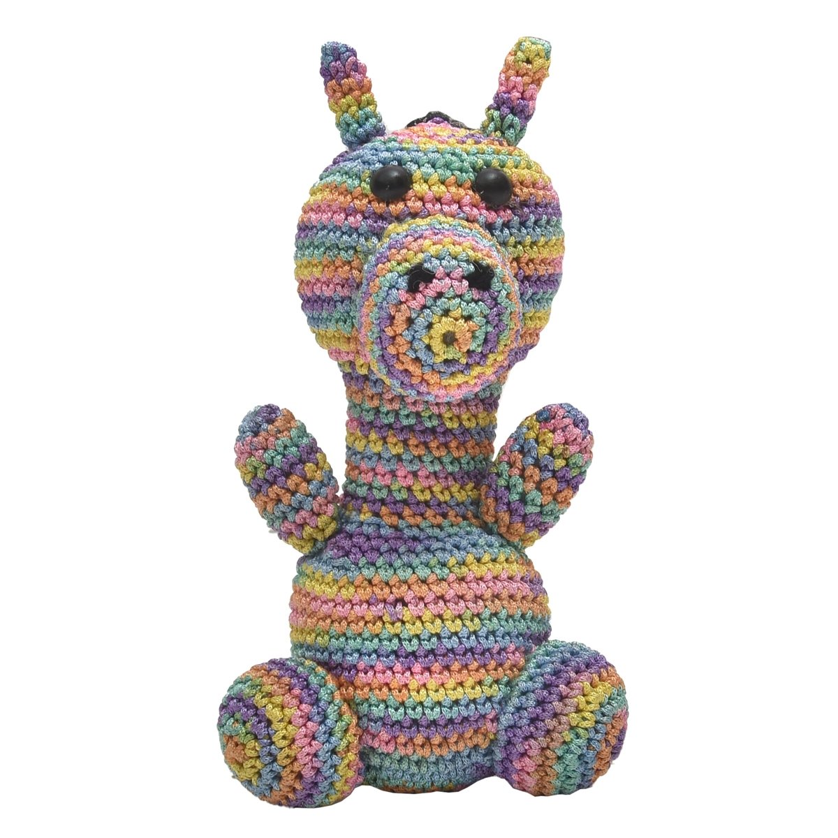 Handmade Multicolour Crochet Giraffe Soft Toy For Babies | Verified Sustainable by Brown Living™