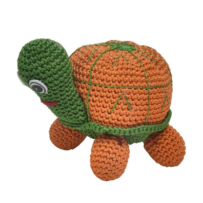 Handmade Orange Crochet Tortoise Soft Toy For Babies | Verified Sustainable by Brown Living™