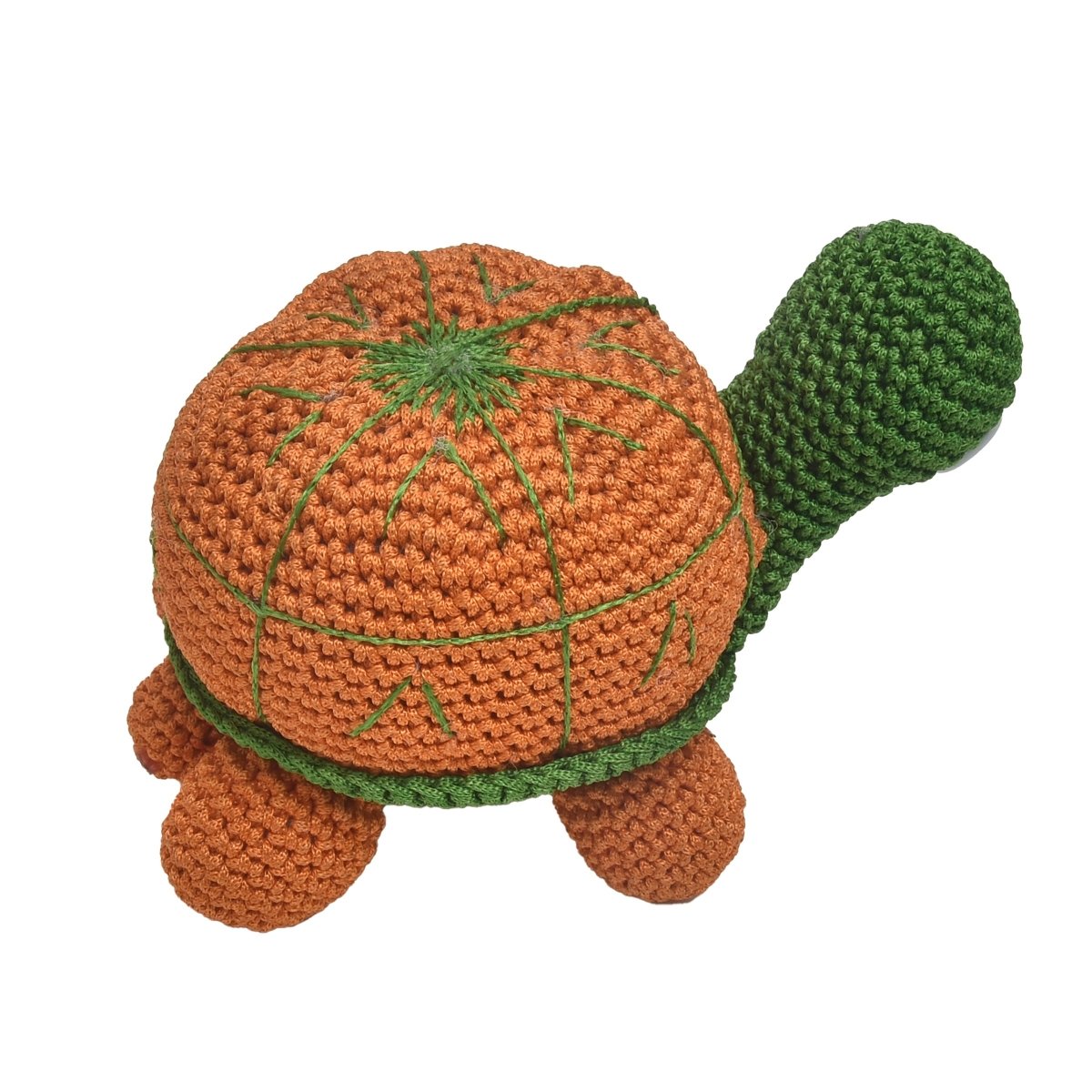 Handmade Orange Crochet Tortoise Soft Toy For Babies | Verified Sustainable by Brown Living™