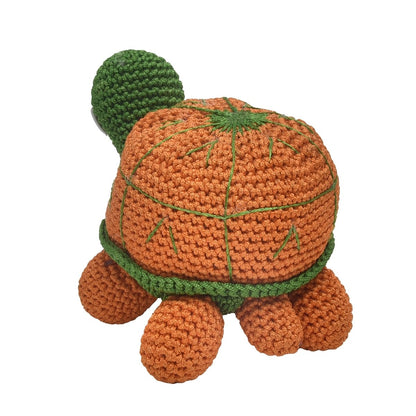 Handmade Orange Crochet Tortoise Soft Toy For Babies | Verified Sustainable by Brown Living™