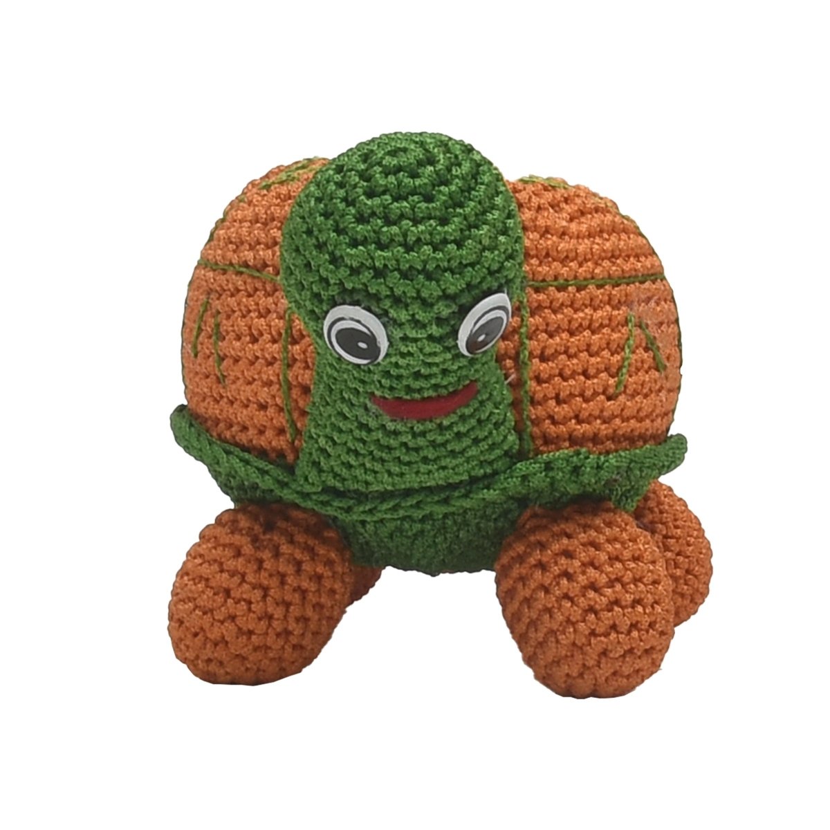 Handmade Orange Crochet Tortoise Soft Toy For Babies | Verified Sustainable by Brown Living™