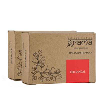 Handmade Red Sandal Soap, Raktha Chandana, 125g| Pack of 2 – Body Soap on Brown Living™. SKU: 248 - 10799 - GMA_REDSANDAL_SOAP. Img 1.
