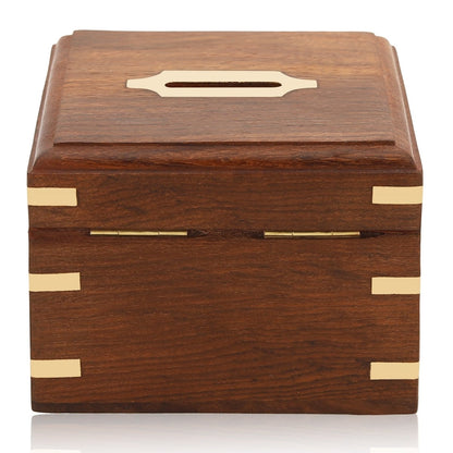 Handmade Wood & Brass Coin Box | Verified Sustainable by Brown Living™