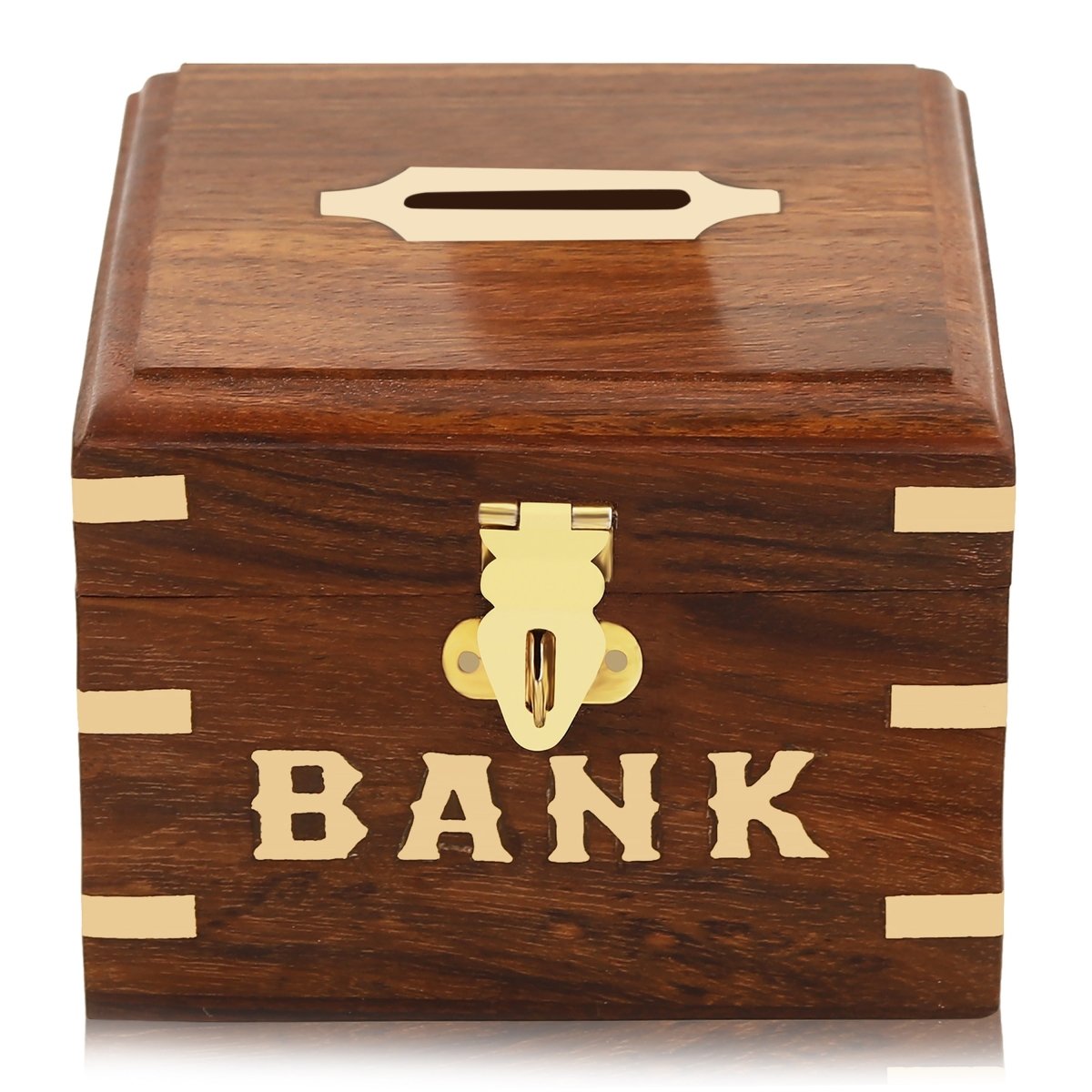 Handmade Wood & Brass Coin Box | Verified Sustainable by Brown Living™