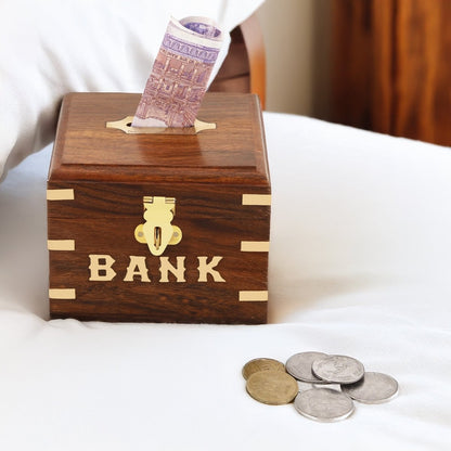 Handmade Wood & Brass Coin Box | Verified Sustainable by Brown Living™