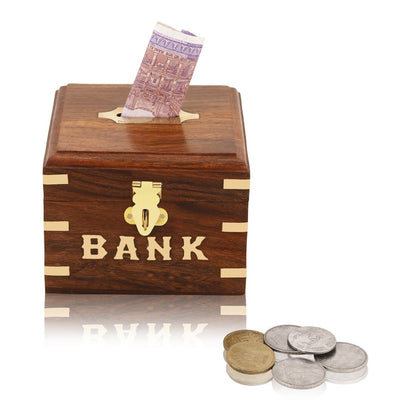 Handmade Wood & Brass Coin Box | Verified Sustainable by Brown Living™