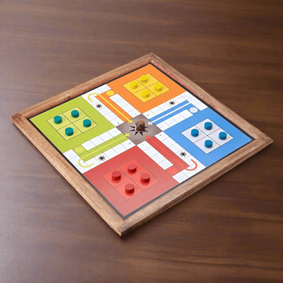Handmade Wooden 2 in 1 Ludo Magnetic Snakes and Ladders Board Game – Learning & Educational Toys on Brown Living™. SKU: 1183. Img 1.
