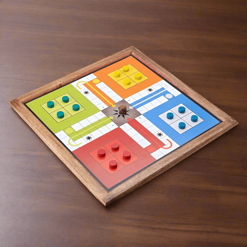 Handmade Wooden 2 in 1 Ludo Magnetic Snakes and Ladders Board Game | Verified Sustainable by Brown Living™