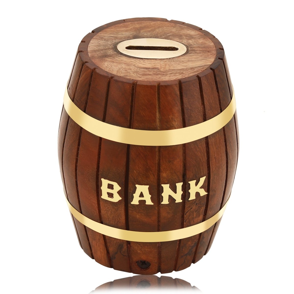 Handmade Wooden Barrel Piggy Bank | Verified Sustainable by Brown Living™