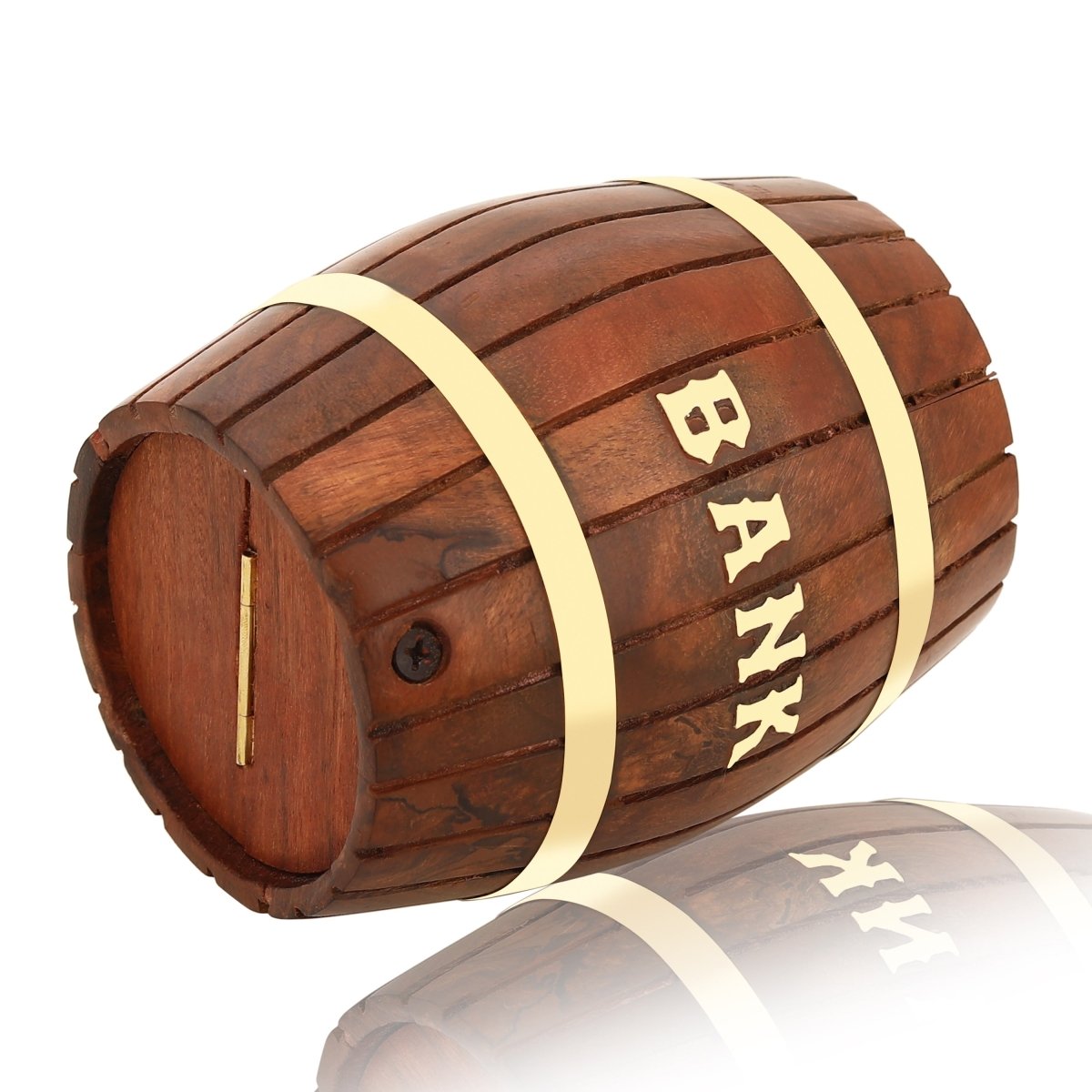 Handmade Wooden Barrel Piggy Bank | Verified Sustainable by Brown Living™