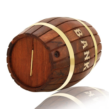 Handmade Wooden Barrel Piggy Bank | Verified Sustainable by Brown Living™