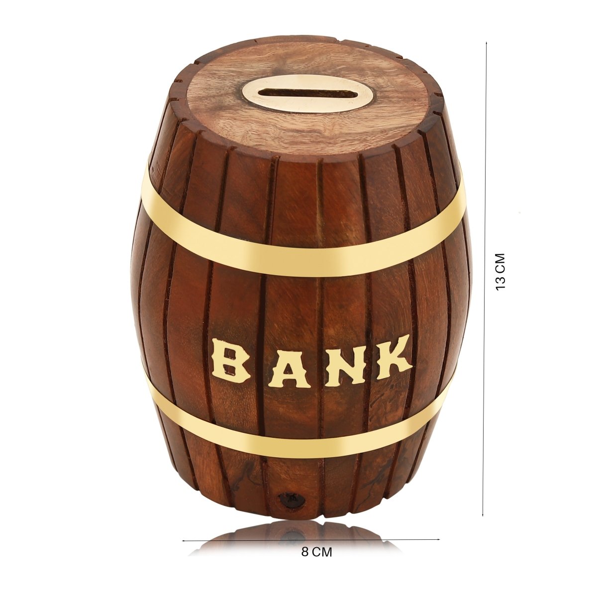 Handmade Wooden Barrel Piggy Bank | Verified Sustainable by Brown Living™