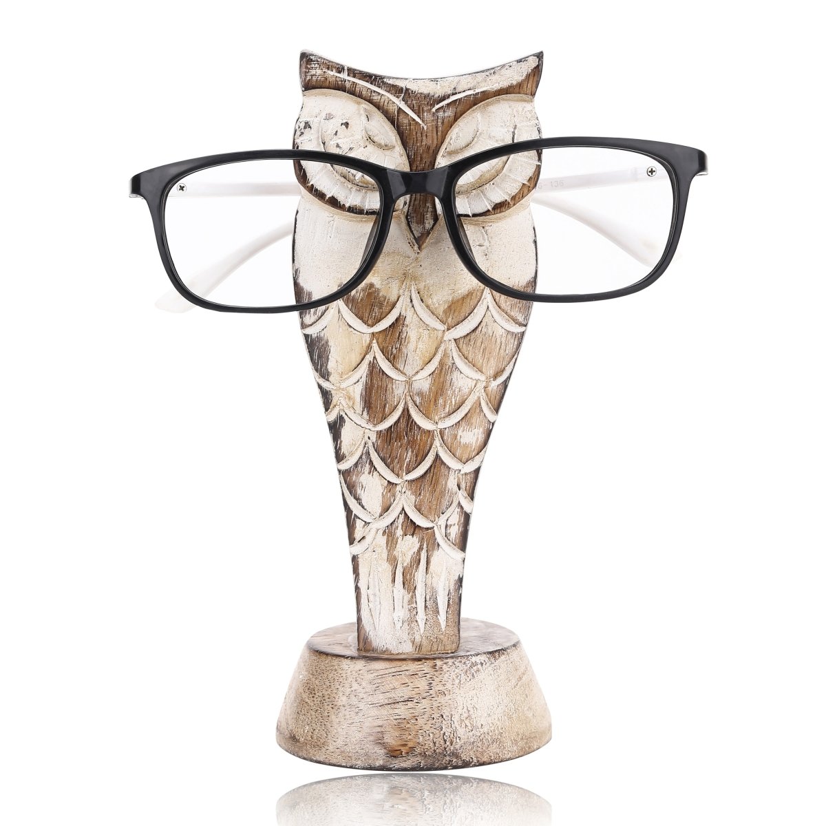 Handmade Wooden OwlShaped Spectacle Eyeglass Stand | Verified Sustainable by Brown Living™