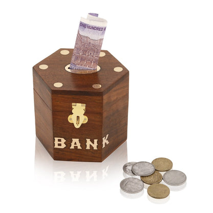 Handmade Wooden Piggy Bank | Verified Sustainable by Brown Living™