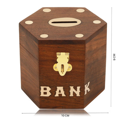 Handmade Wooden Piggy Bank | Verified Sustainable by Brown Living™