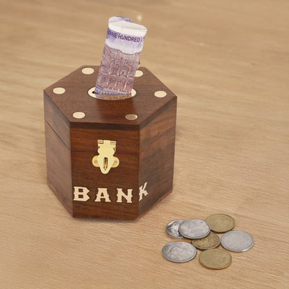 Handmade Wooden Piggy Bank | Verified Sustainable by Brown Living™