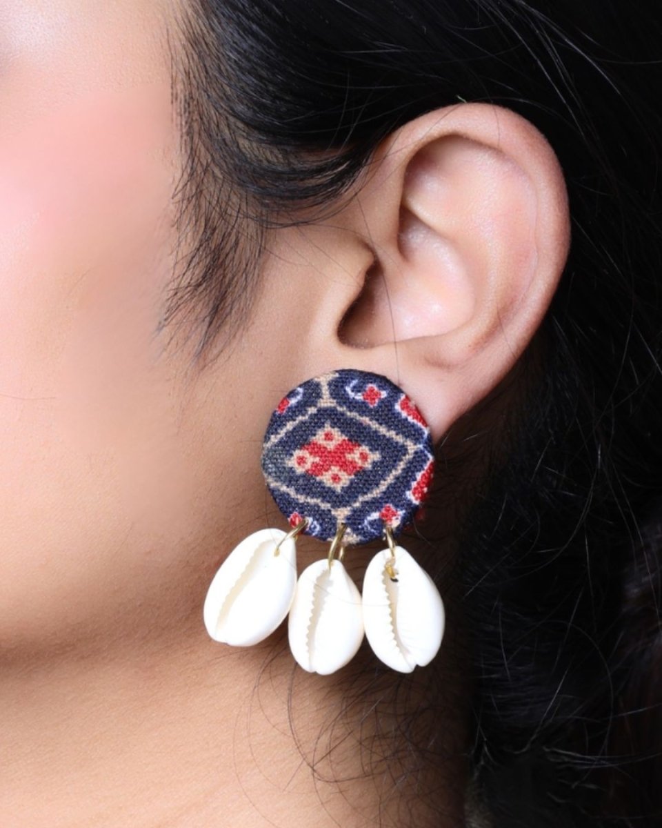 Handprinted Shell Studs for Minimal Styling | Verified Sustainable by Brown Living™