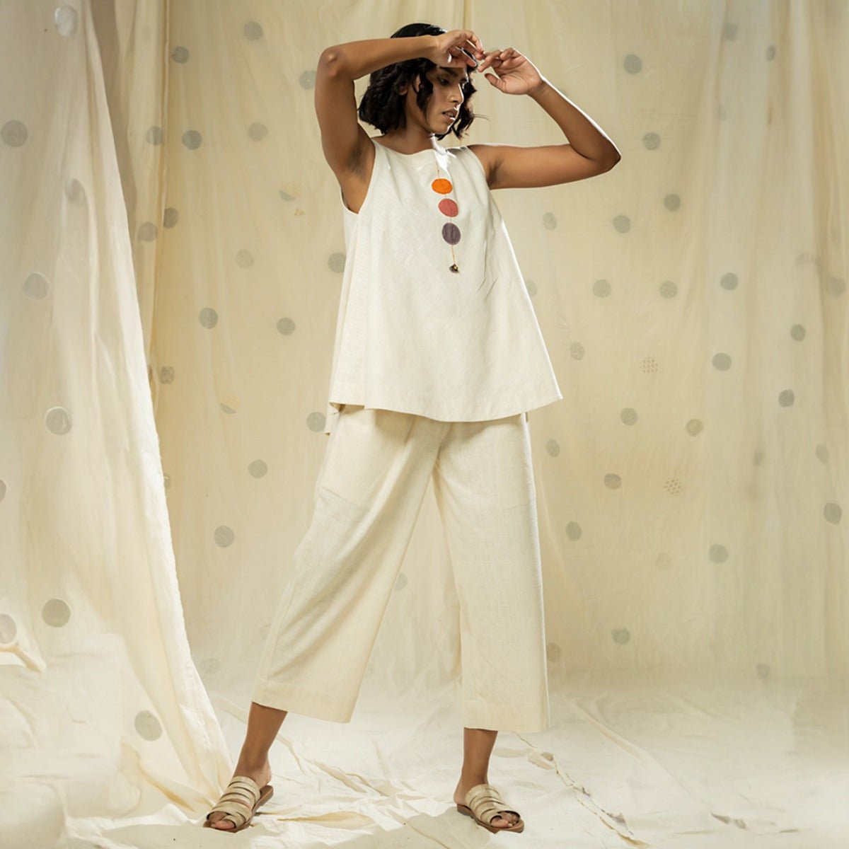 Handwoven Khadi Comfort Co - ord Set in Natural Hue | Verified Sustainable by Brown Living™